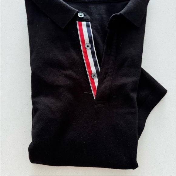 Thom Browne Black and White Polo Shirt - Picture 5 of 7